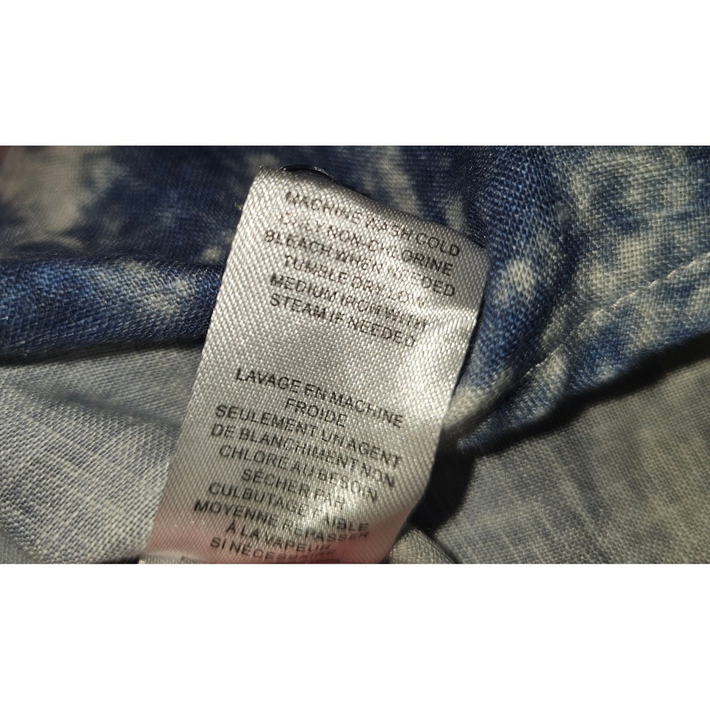 Raffi Mens Pure Linen Blue White Tie Dye Long Sleeve Button Down‎ Shirt Size M - Picture 11 of 11